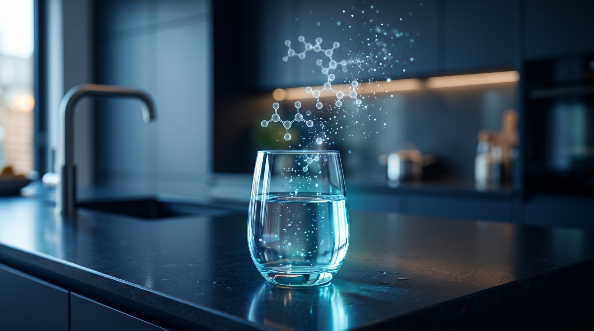 Pfas Hemikalije U Vodi I Čaša Prečišćene Vode Zahvaljujući Reverznoj Osmozi